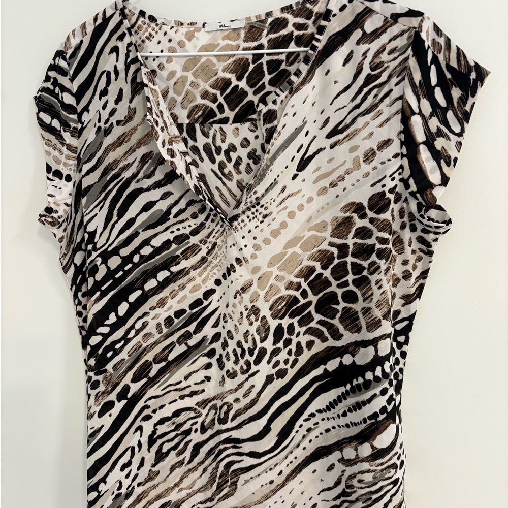 Milano Zebra and Leopard Print V-Neck Blouse